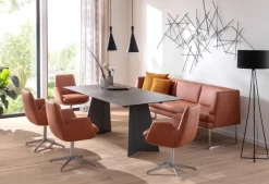 Variano Bank CUBE 229 x 67 cm caramelfarbig/Edelstahl-Optik gebürstet