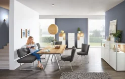 VENJAKOB Esstisch Eiche 160 x 90 x 75 cm geölt Braun/Silberfarbig