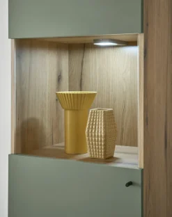 Vitrine ALVA 50 x 197 cm salbeifarbig/braun