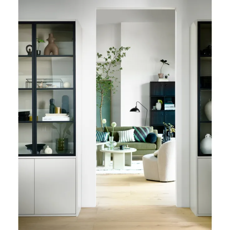 Vitrine BASIC 101 x 230 cm nebelgrau/schwarz