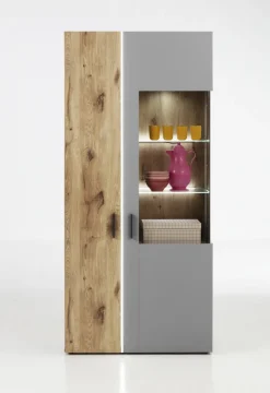 QUARTIER Vitrine BAVENO 91x200 cm Braun/Grau