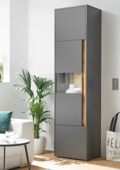 Vitrine CITY 50 x 200 cm Anthrazit/Wotan Eiche Dekor