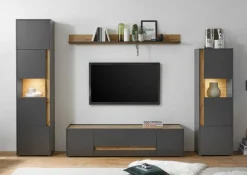 Vitrine CITY 50 x 200 cm Anthrazit/Wotan Eiche Dekor