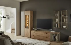 QUARTIER Vitrine FINA 95x208 cm braun/grau