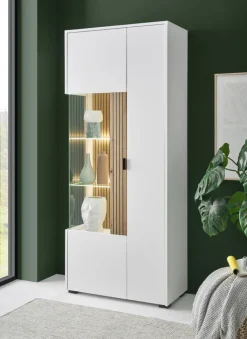 Vitrine HUDSON 75 x 180 cm weiß/braun