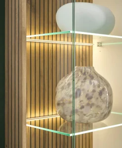 Vitrine HUDSON 75 x 180 cm weiß/braun