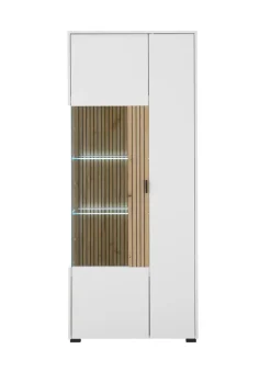 Vitrine HUDSON 75 x 180 cm weiß/braun