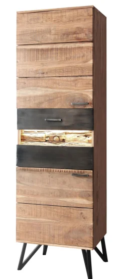 QUARTIER Vitrine I HAWK 58 x 183 cm Akazienholz braun/schwarz