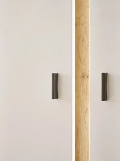 Vitrine LONG ISLAND R 200 cm weiß/ Wotan Eiche