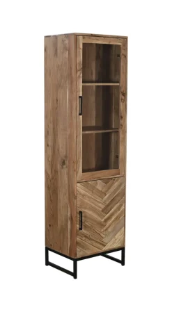 QUARTIER Vitrine LUANDA 50 x 180 cm Massivholz Akazie natur/schwarz