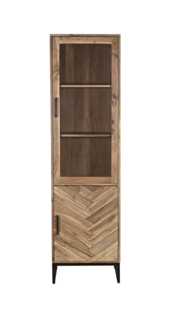QUARTIER Vitrine LUANDA 50 x 180 cm Massivholz Akazie natur/schwarz