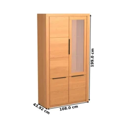 Vitrine SELINA 108 x 199 x 40 cm Eiche teilmassiv geölt braun