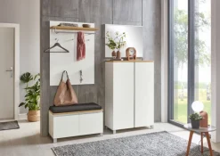 VOSS Garderobenbank SALEA 84 x 45 cm Lack weiß/Balkeneiche