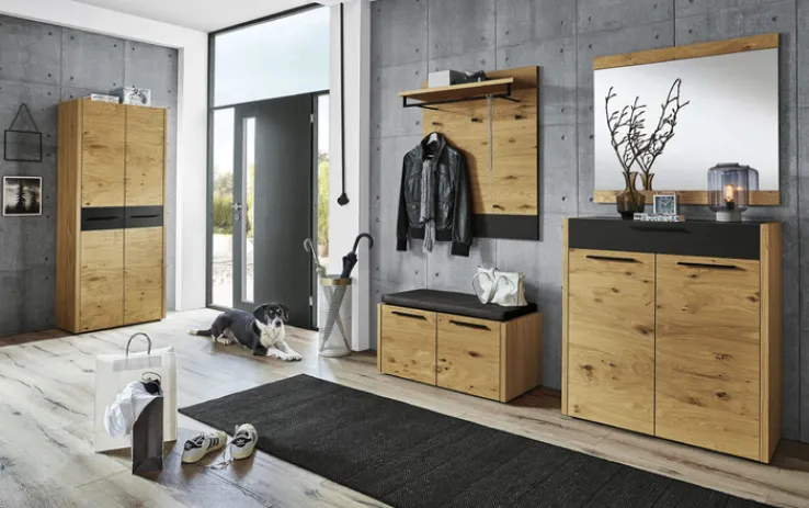 VOSS Garderobenpaneel LEVIO 80 x 106 cm Eiche braun / schwarz