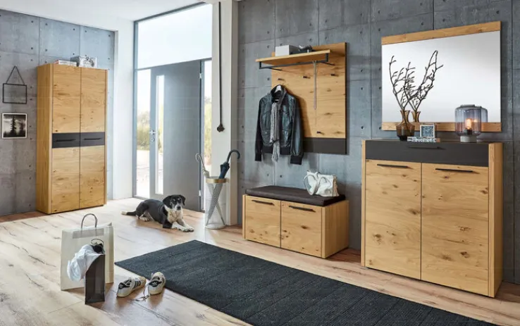 VOSS Garderobenpaneel LEVIO 80 x 106 cm Eiche braun / schwarz