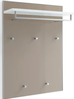 VOSS Garderobenpaneel SANTINA 80 x 109 cm Lack weiß/Glas taupe