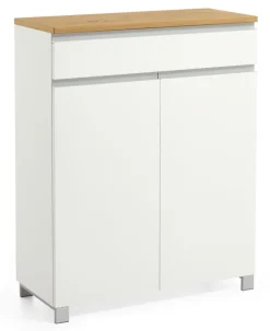 VOSS Schuhkommode SALEA Lack 84 x 108 cm weiß/ Balkeneiche