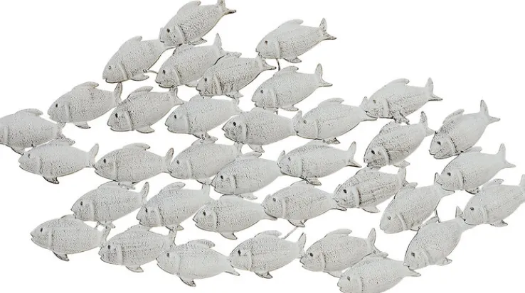 Wandbild FISCHSCHWARM Eisen grau