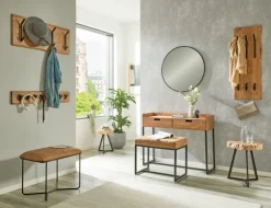 Wandgarderobe 90 x 36 cm Akazie Massivholz/schwarz