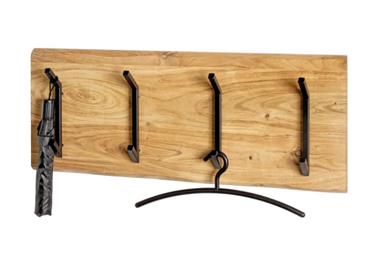 Wandgarderobe 90 x 36 cm Akazie Massivholz/schwarz