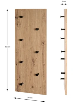 Wandgarderobe 80 x 30 cm Eiche-Dekor/schwarz