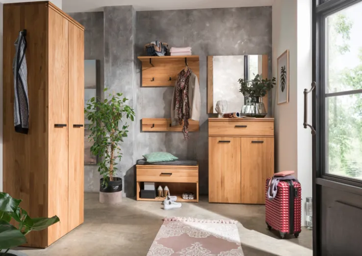 Wandgarderobe LIDO 80 x 41 cm Astige Eiche massiv naturbelassen geölt