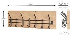 Wandgarderobe PARMA12 Eiche-Dekor/schwarz 60 x 20 cm