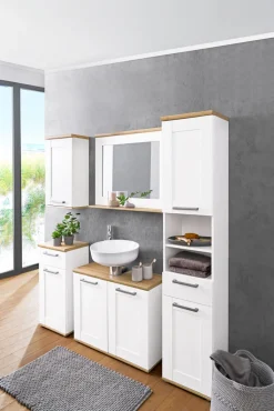 QUARTIER Waschbeckenunterschrank CASA 80 x 66 cm braun/ weiß