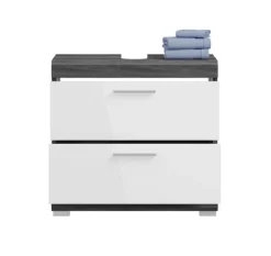 Waschbeckenunterschrank SCOUT 60 x 56 cm grau/ weiß Hochglanz