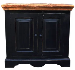 Waschbeckenunterschrank schwarz Mangoholz massiv