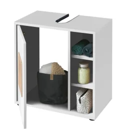 QUARTIER Waschbeckenunterschrank SOLID weiß/ braun