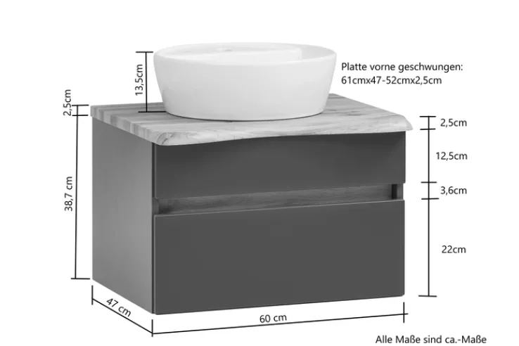 Waschtisch BRÜGGE grau 61cm