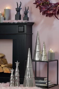Weihnachtsdeko Tannenbaum mit Stern BLACK FOREST 41 cm silberfarbig
