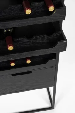 QUARTIER Weinschrank JOANNA 80 x 175 cm Rattangeflecht/schwarz