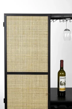 QUARTIER Weinschrank JOANNA 80 x 175 cm Rattangeflecht/schwarz