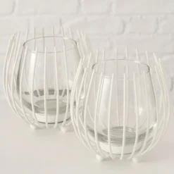 Windlicht Set LAVAL 4-teilig weiß