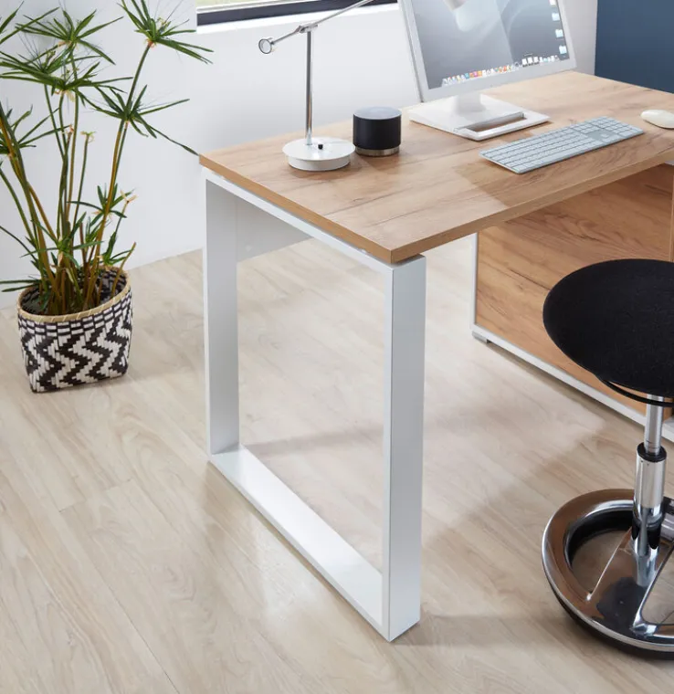 Winkelschreibtisch LION 117 x 120 cm Weiß/ Navarra-Eiche
