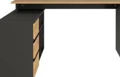 Winkelschreibtisch LISSABON 146 x 145 cm Graphit/ Navarra Eiche