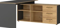 Winkelschreibtisch PODIUM Graphit/ Navarra Eiche