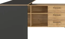 Winkelschreibtisch PODIUM Graphit/ Navarra Eiche