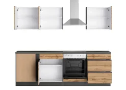 Winkelzeile AALBORG 240 x 240 cm Graphit/ Wotan Eiche Dekor