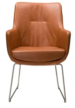 WK WOHNEN WK-WOHNEN Armlehnstuhl Lederbezug braun