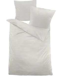 WÜLFING Baumwoll-Hanf-Bettwäsche STREIFEN 135 x 200 cm beige/silber