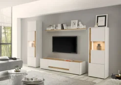 Wohnkombi 19 CITY 4-teilig 310 x 197 cm Weiß/Wotan Eiche Dekor