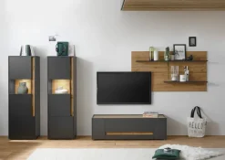 Wohnkombi 18 CITY 4-teilig 340 x 170 cm Anthrazit/Wotan Eiche Dekor