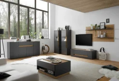 Wohnkombi 18 CITY 4-teilig 340 x 170 cm Anthrazit/Wotan Eiche Dekor