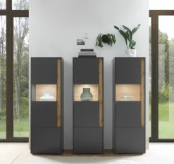 Wohnkombi 17 CITY 3-teilig 190 x 155 cm Anthrazit/Wotan Eiche Dekor