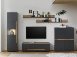 Wohnkombi 20 CITY 5-teilig 350 x 197 cm Anthrazit/Wotan Eiche Dekor