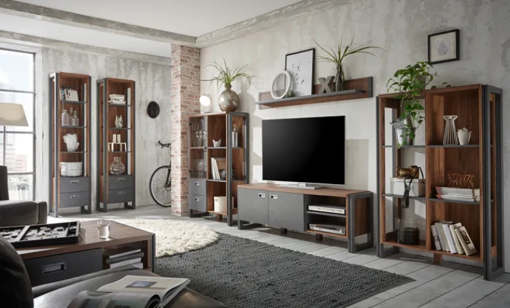 Wohnkombi I DETROIT 4-teilig 360 x 170 cm braun/anthrazit