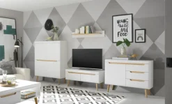 Wohnkombination 16 SVANTE TORGE 4-teilig Weiß matt/Braun 344 x 170 cm